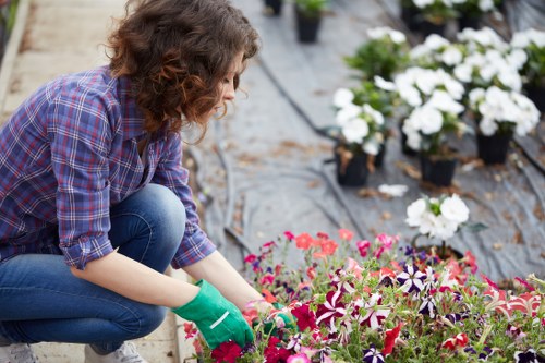 Outdoor landscaping team arranging a site visit and booking details