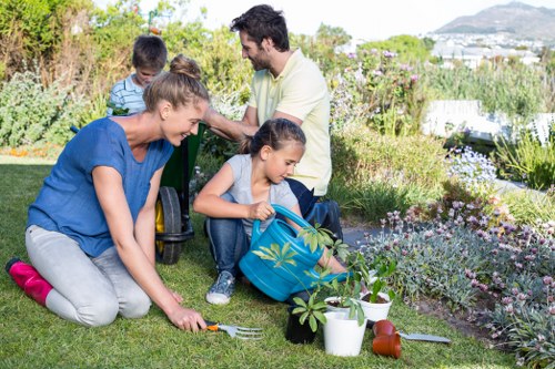 Landscaping team assessing safety risks before outdoor work begins